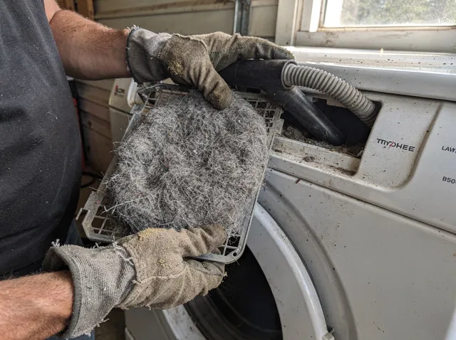 Cleaning Dryer Lint Trap in Compton
