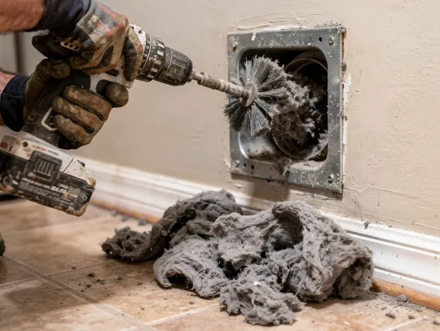 Certified Compton Dryer Vent Cleaning technician performing dryer vent cleaning in Compton